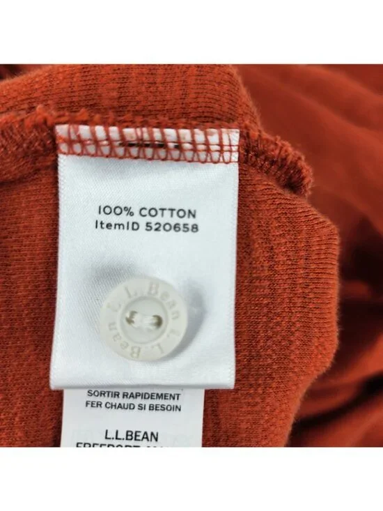 L.L. Bean Shirt Men XL Reg Orange VTG Signature Slim Fit Rugby L/S Elbow Patches - Picture 7 of 8